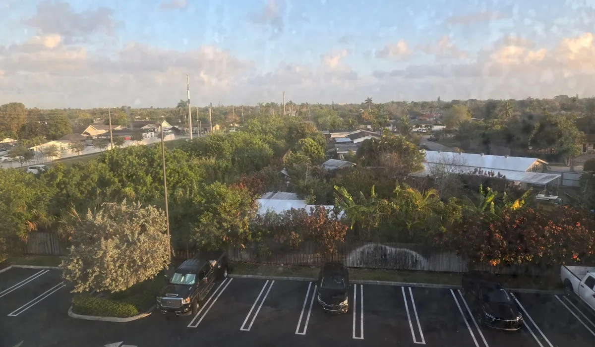 The view out my fourth floor hotel window March 2026