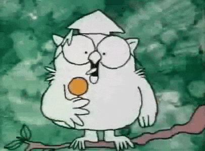 the owl from the famous tootsie roll commercial, counting three licks before chomping into the sucker to get to the center