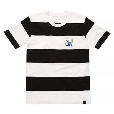 a black and white striped t-shirt