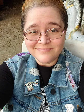 a high-angle photo of me in my Mighty Ducks 'battle vest'