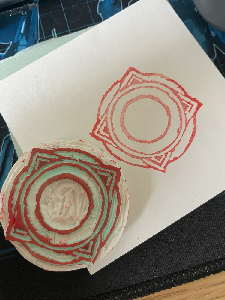 Final result: the stamp and its mark