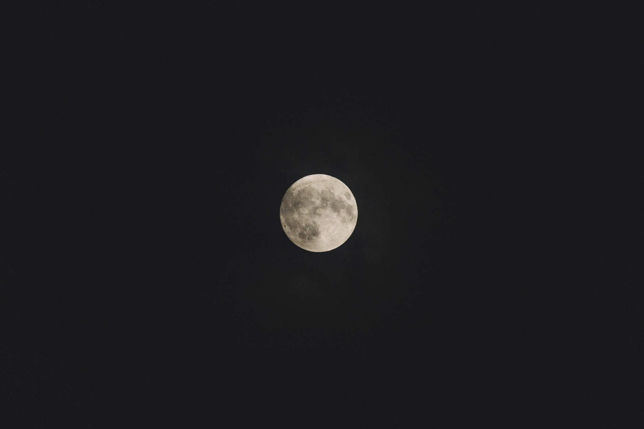 Photo of a full moon in a dark sky