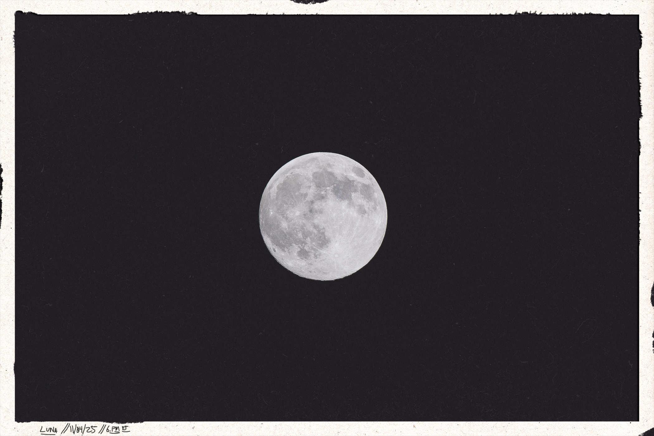 Framed photo of the full moon