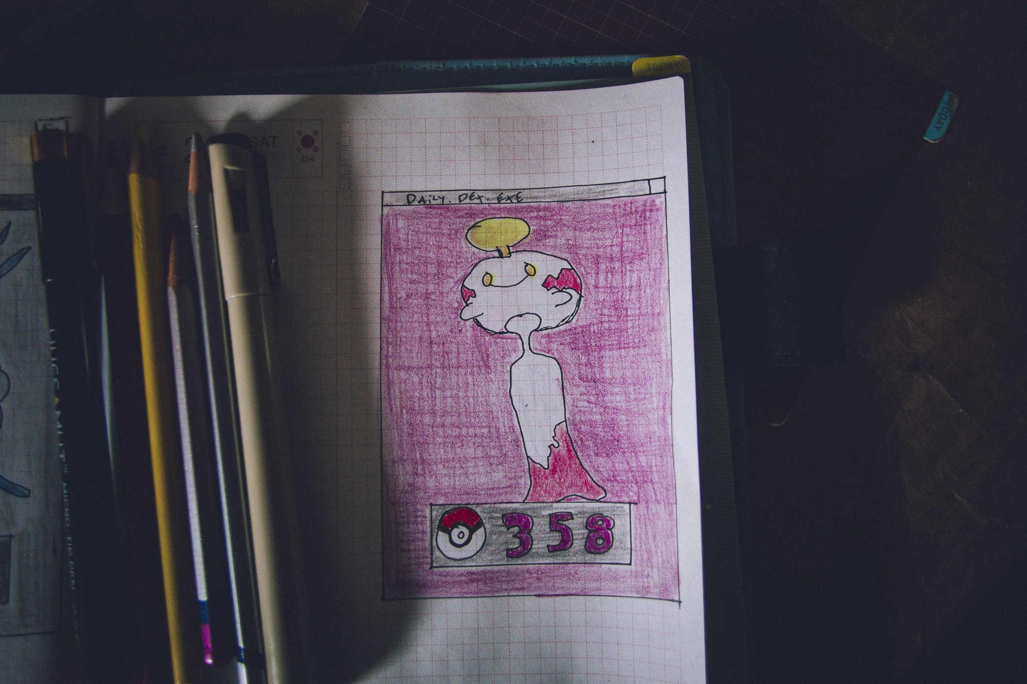 drawing of pokemon 368, a weird bell paper thing