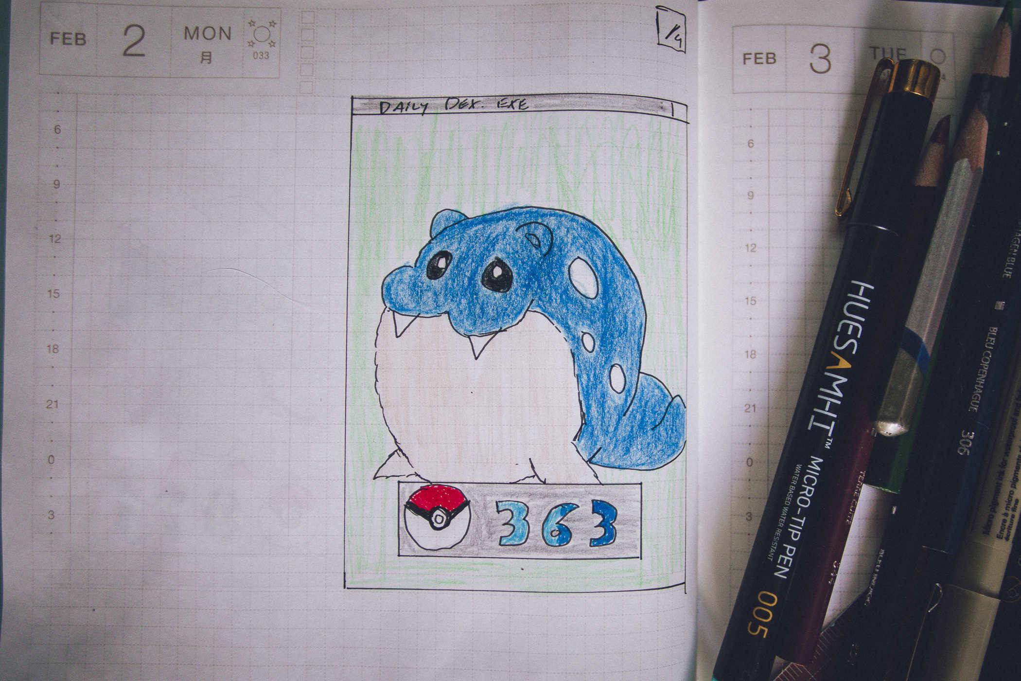 Drawing of pokemon 363; an incredibly rotund seal