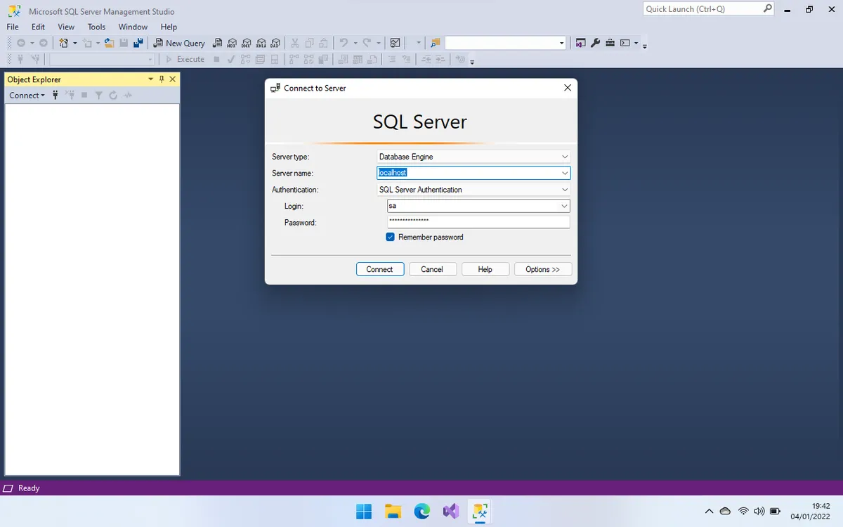 SSMS Login Screen @ 1x