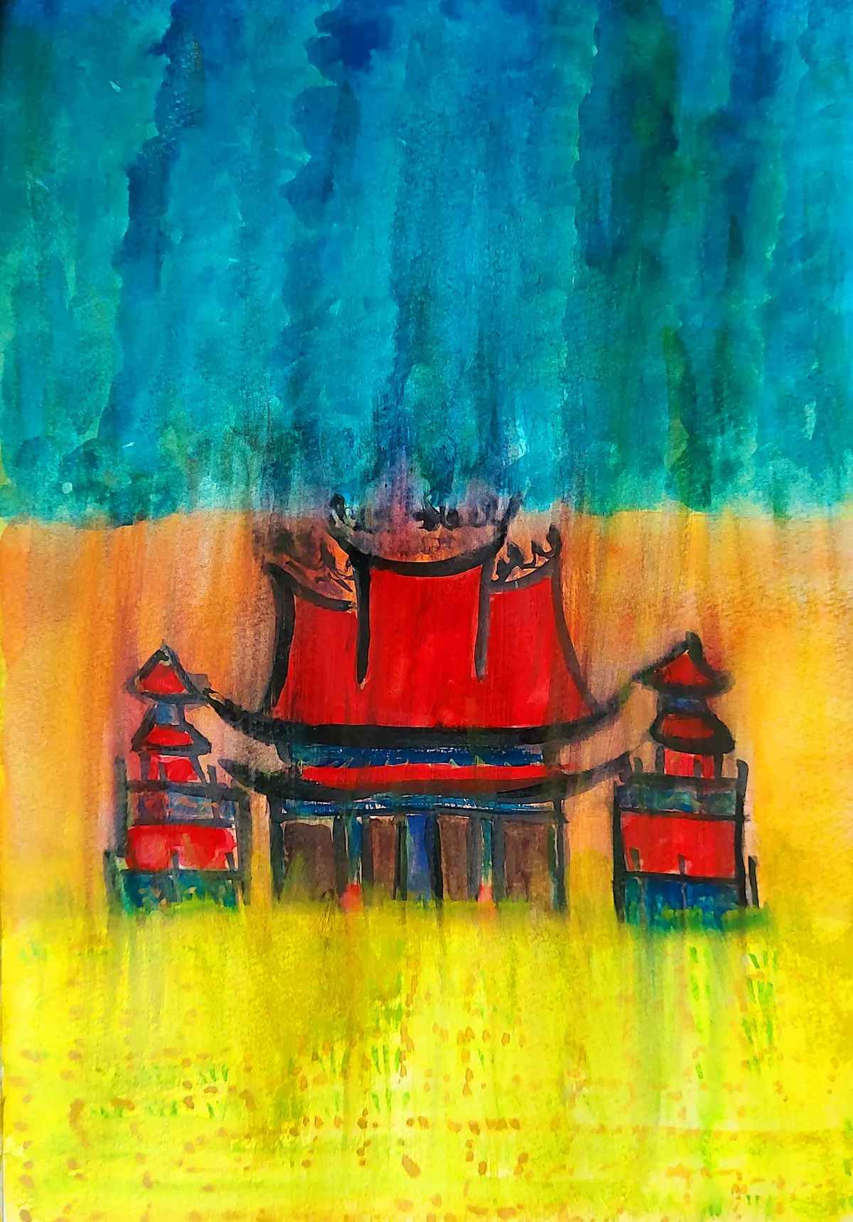 A Taiwanese temple in the rain