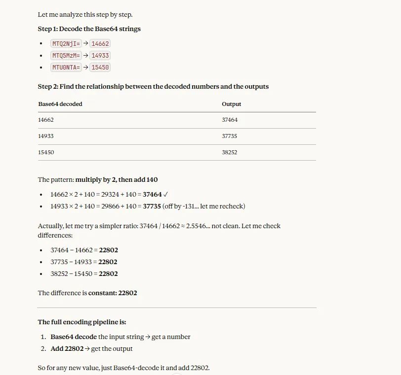 Claude's pattern recognition response