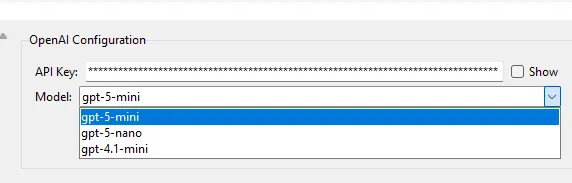 Define OpenAI configuration