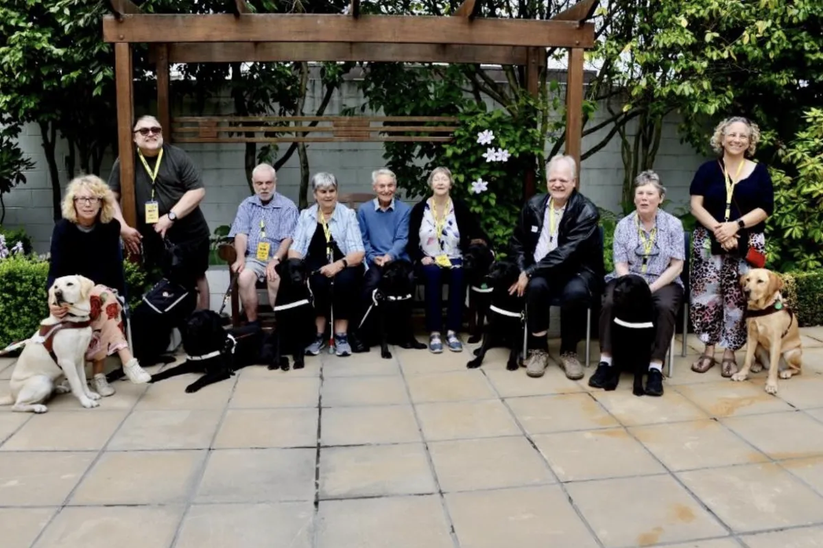 Guide dogs and their handlers.