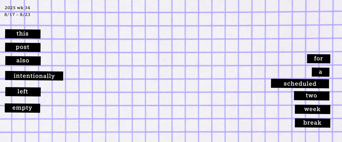 Text in the style of fridge magnets against a purple grid pattern