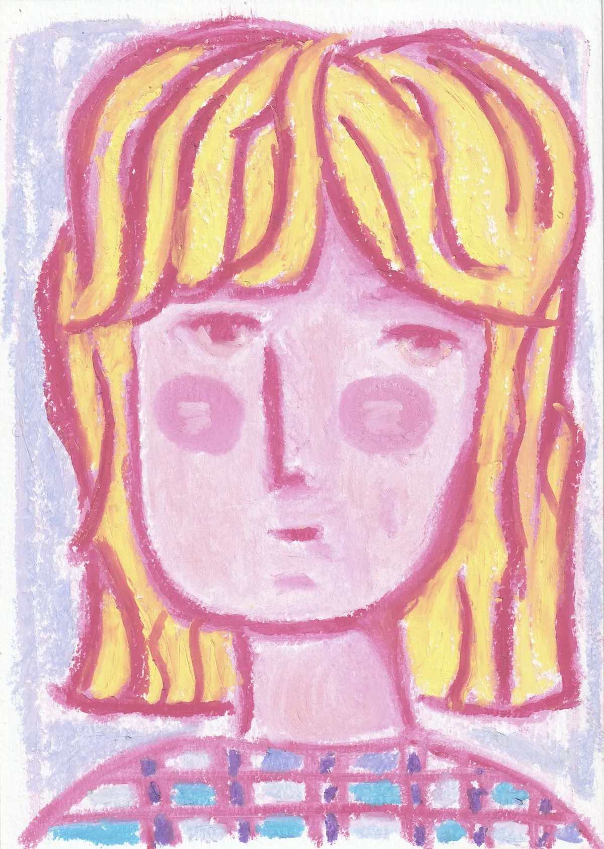 self-portrait oil pastels