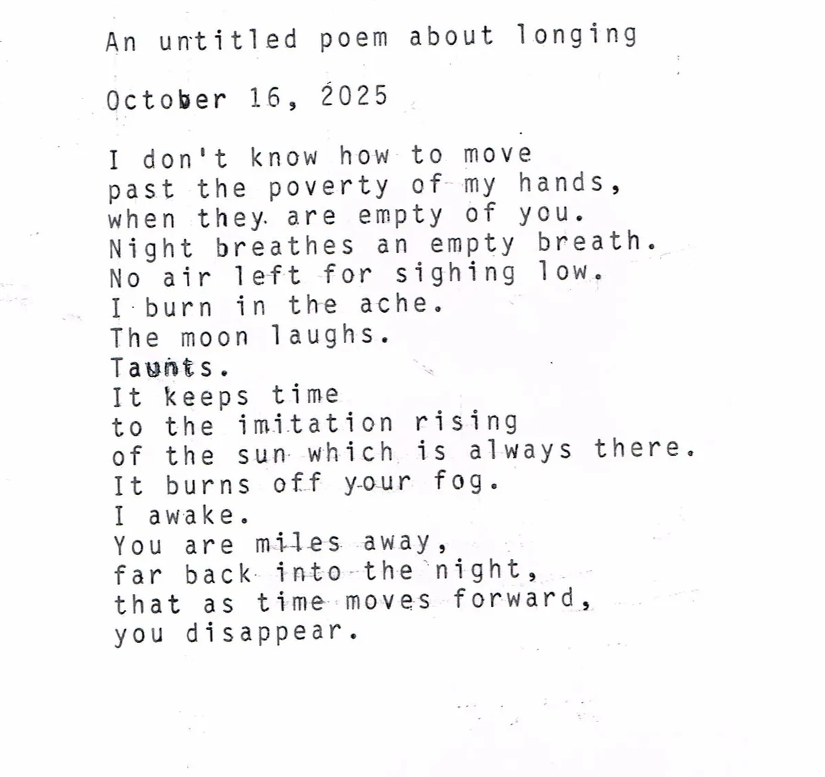 anuntitledpoemaboutlonging