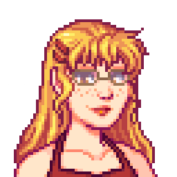 My profile picture, designed using Jazzybee's Stardew Valley Portrait Maker (link in credits)