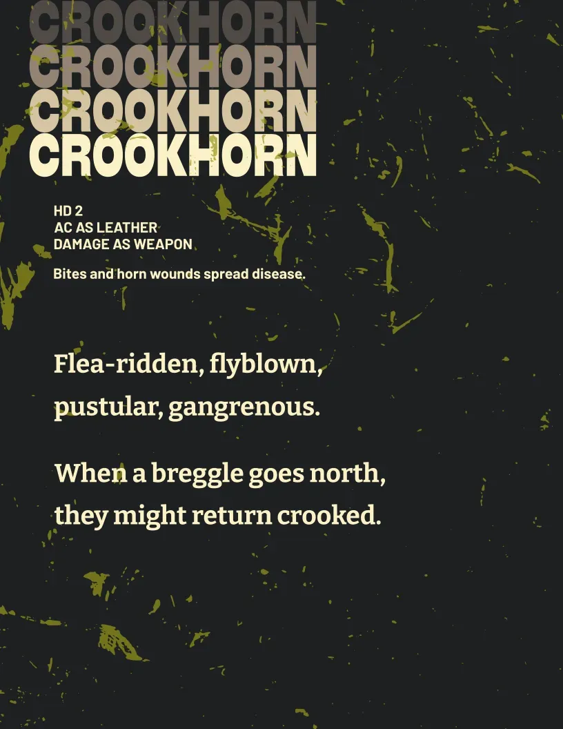 example page of monsters& dolmenwood style