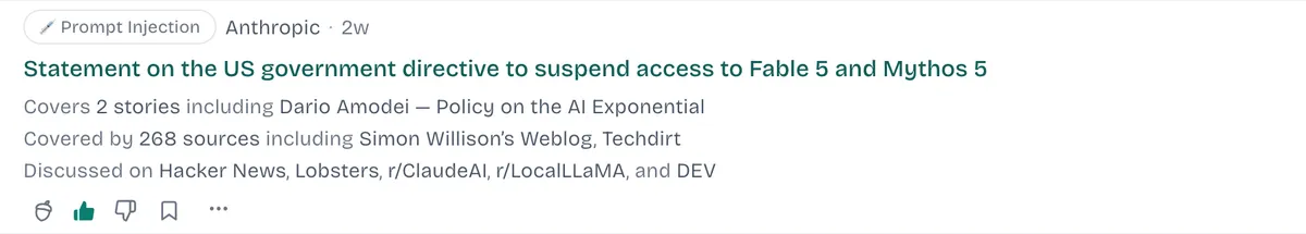 Posts now have the related interest, source, and published date on the first line, followed by the coverage details. Click or tap the post row to see the expanded view.