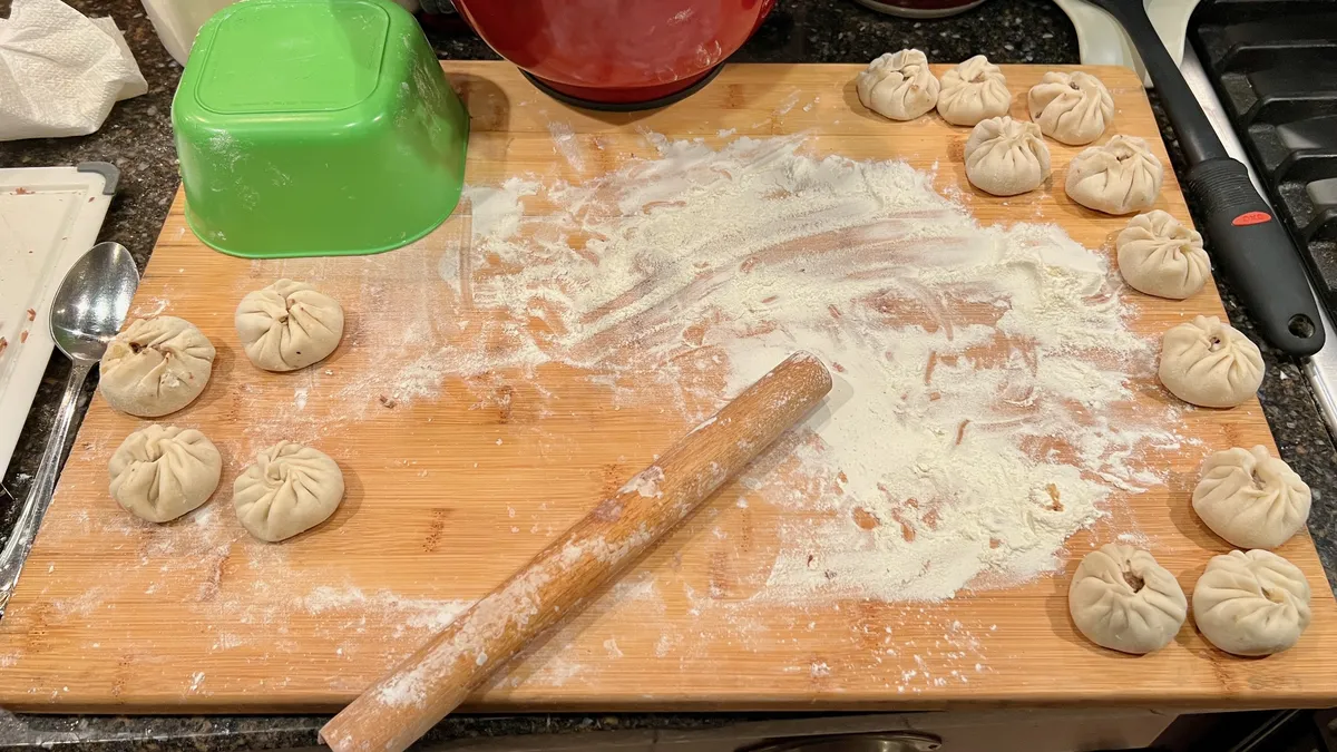 Preparing the dumplings