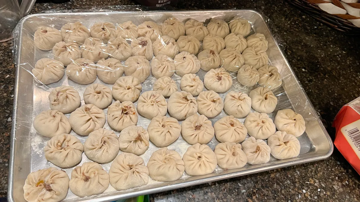 Dumplings waiting to be steamed