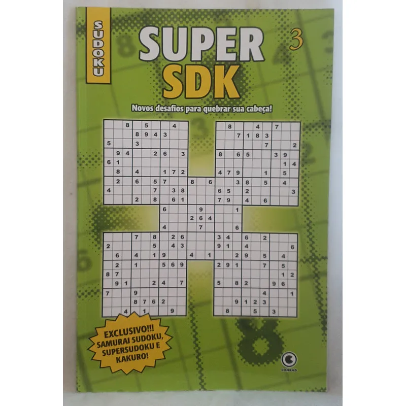 Print do mega sudoku. Ele possui uma matriz 9x9 no meio, mas em cada ponta sua se conecta com outras matrizes 9x9, totalizando 5 matrizes 9x9 que lembram uma estrela de quatro pontas deitada.