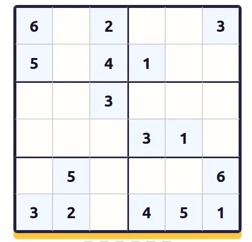 Print de um mini sudoku com alguns números preenchidos, seguindo a lógica que descrevi no parágrafo anterior.