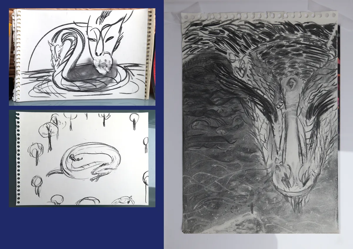 dragons fusain