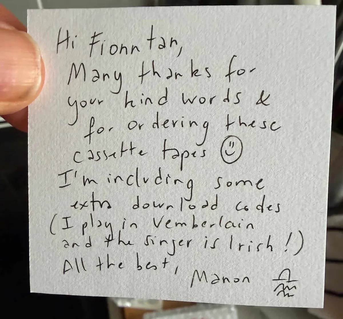 message from Manon