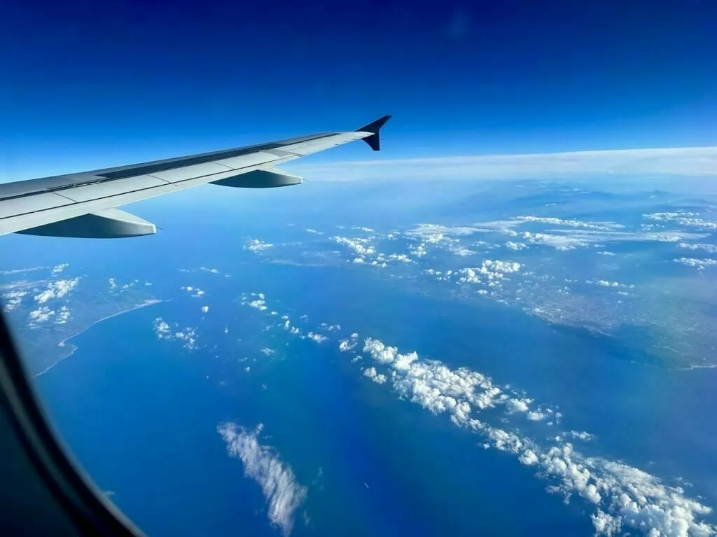 Blick aus Flug DE1314 auf die Straße von Gibraltar.