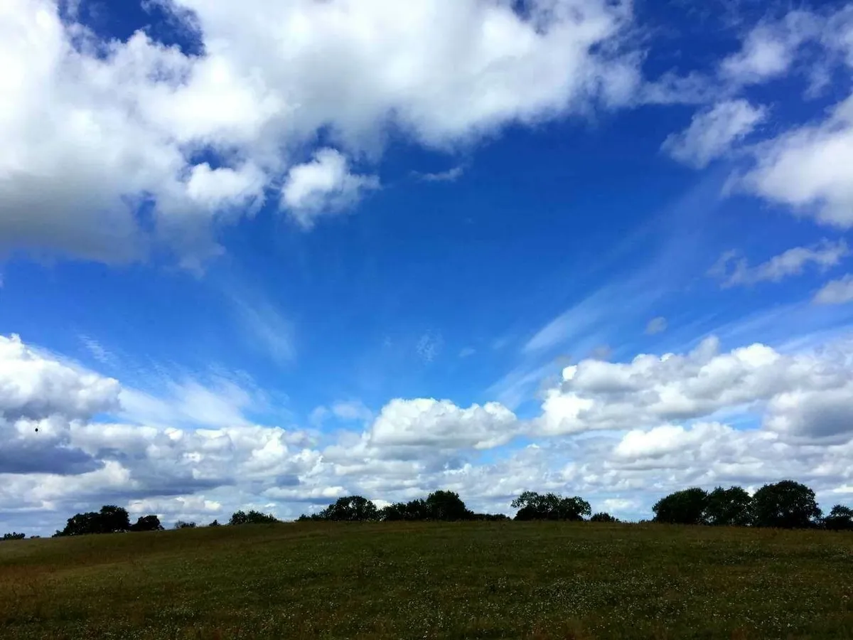 Schöne Wolken über einer Wiese an der Ostsee