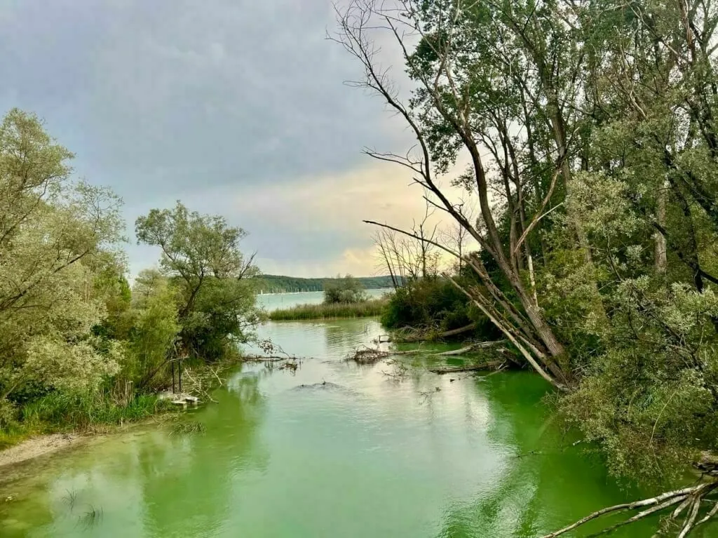 Blick auf einen Zufluss des Ammersees bei Inning am Ammersee.
