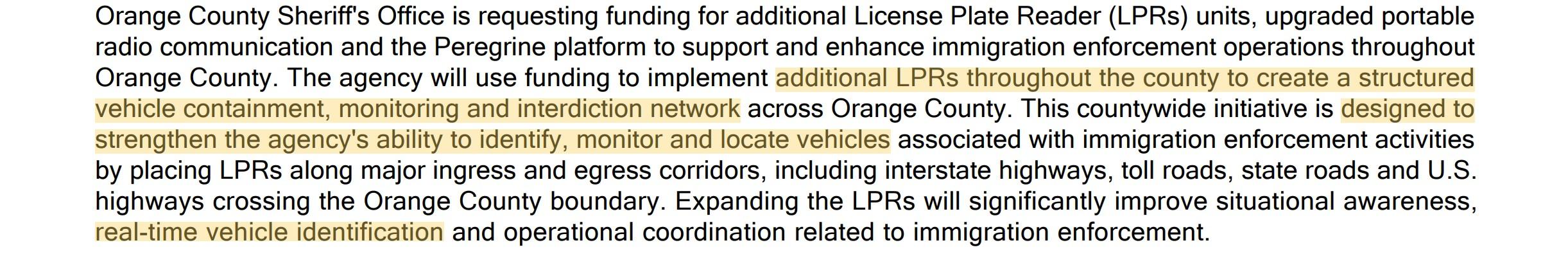 Orange County Sheriff's Office ALPR Narrative