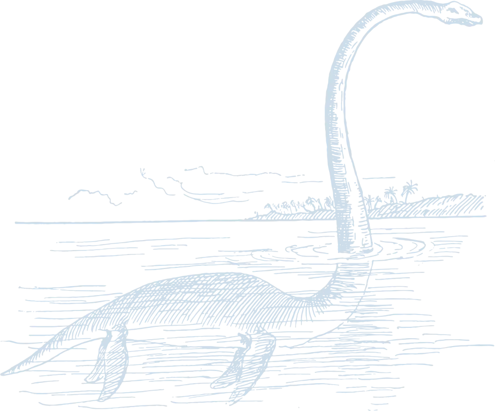 Vintage-style illustration of a plesiosaur-type creature