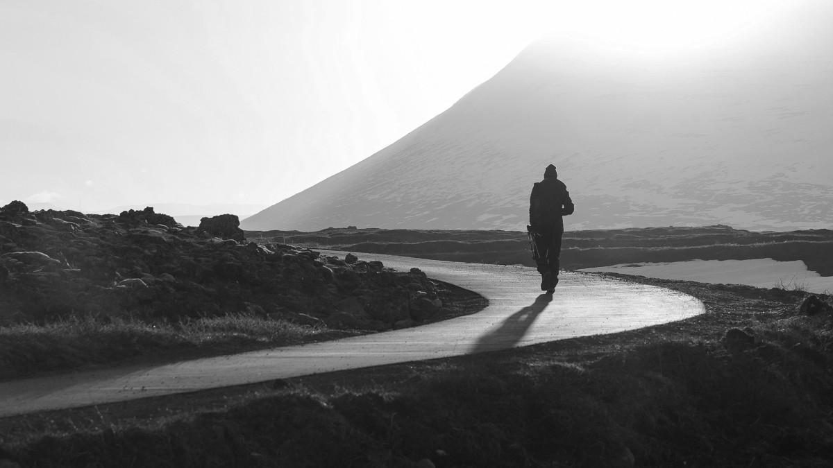 A man walking on a road