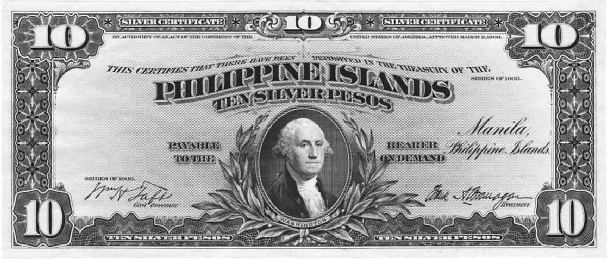 Ten-peso Philippine Islands money