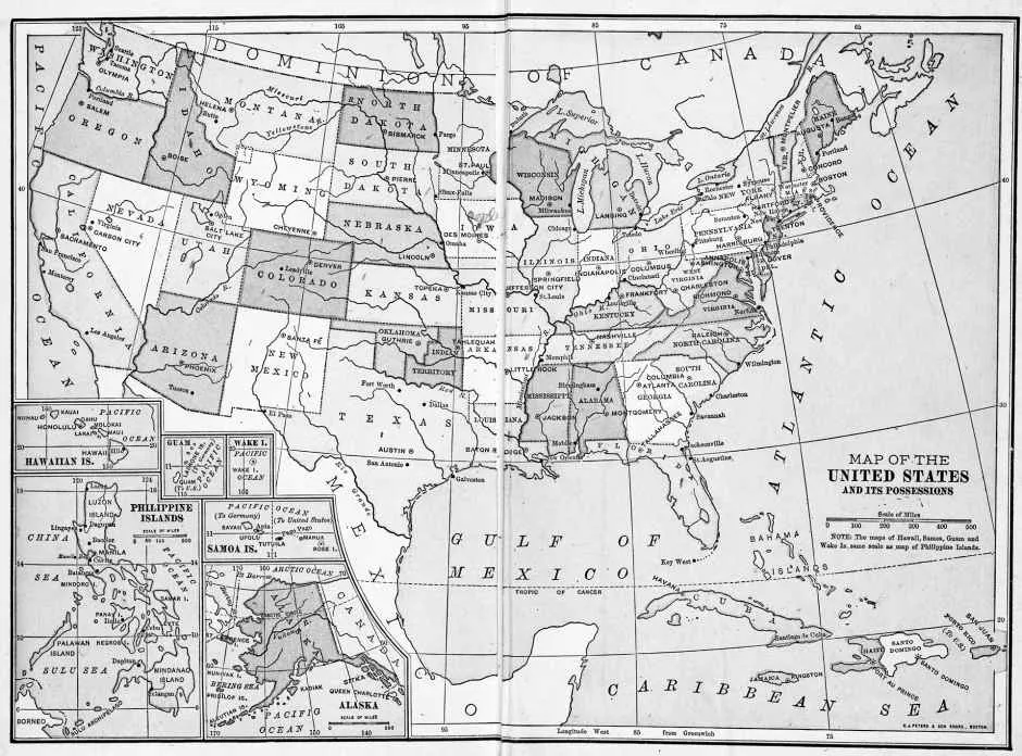 Greater United States map 1900