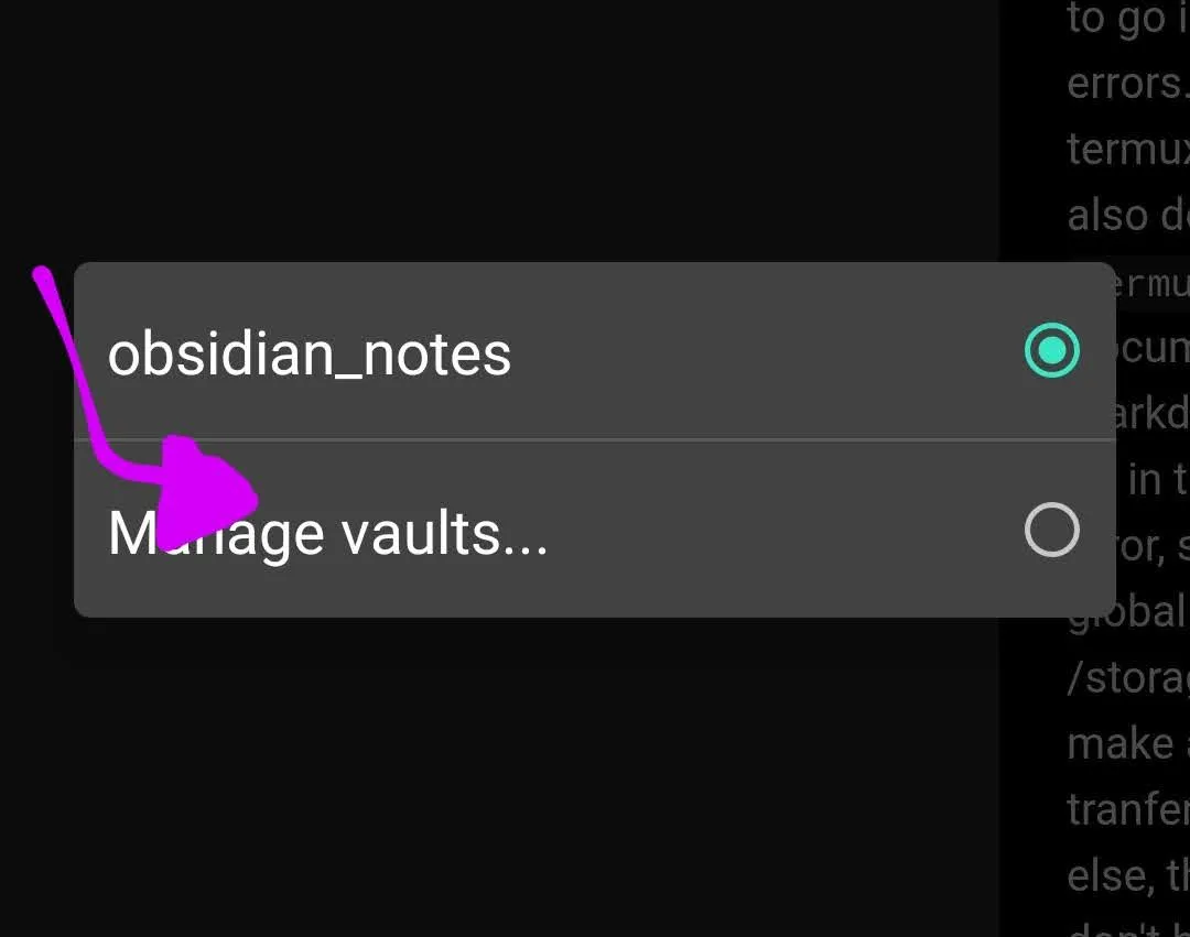 manage vaults option