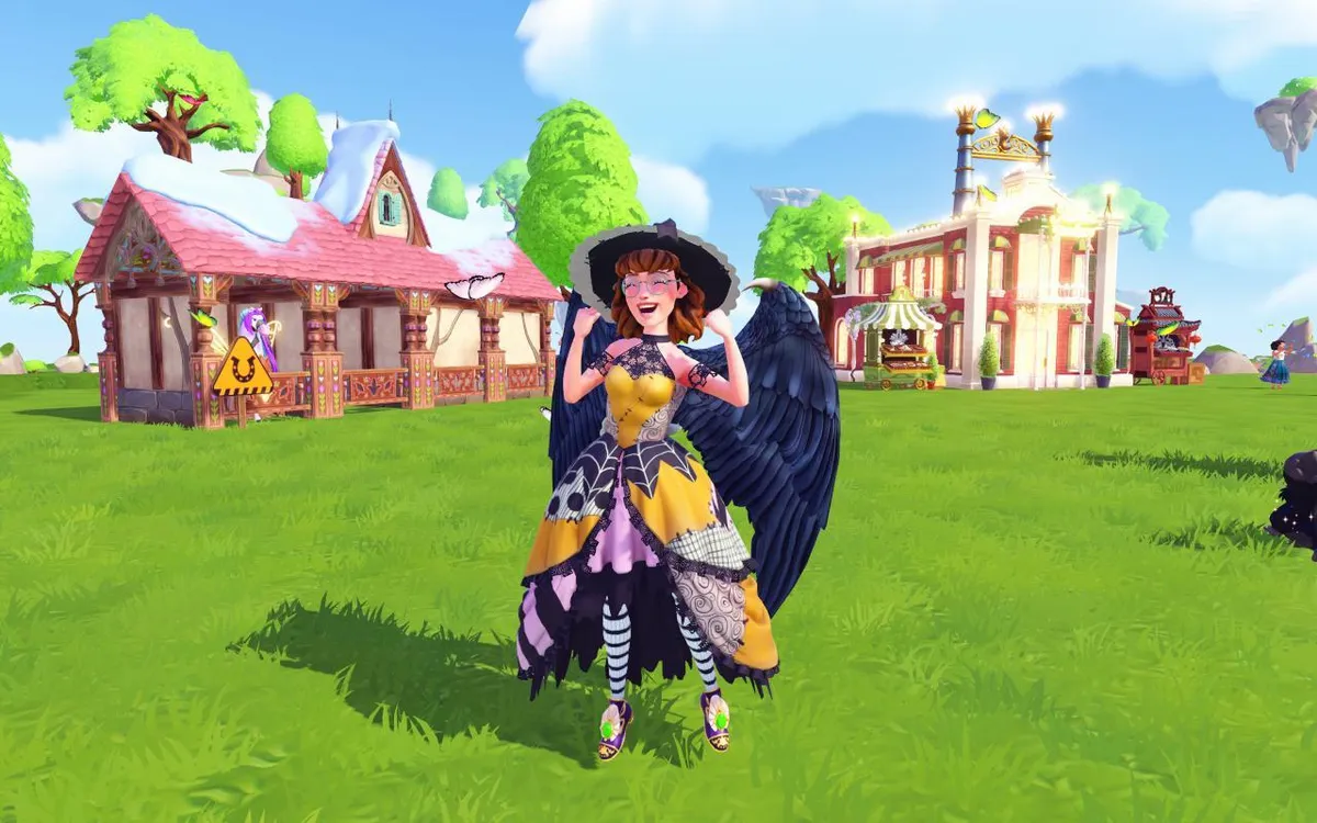 Avatar in Disney Dreamlight Valley standing on floating island in front of horse stall