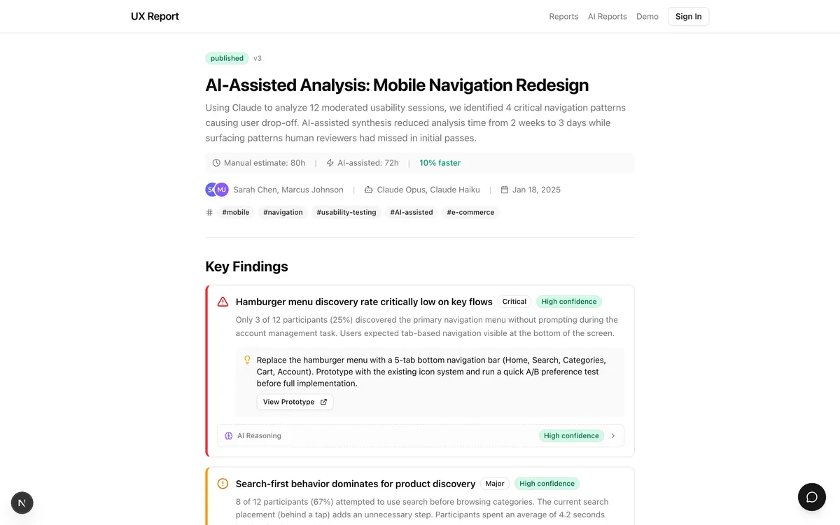 AI Report Hero from UX Report App