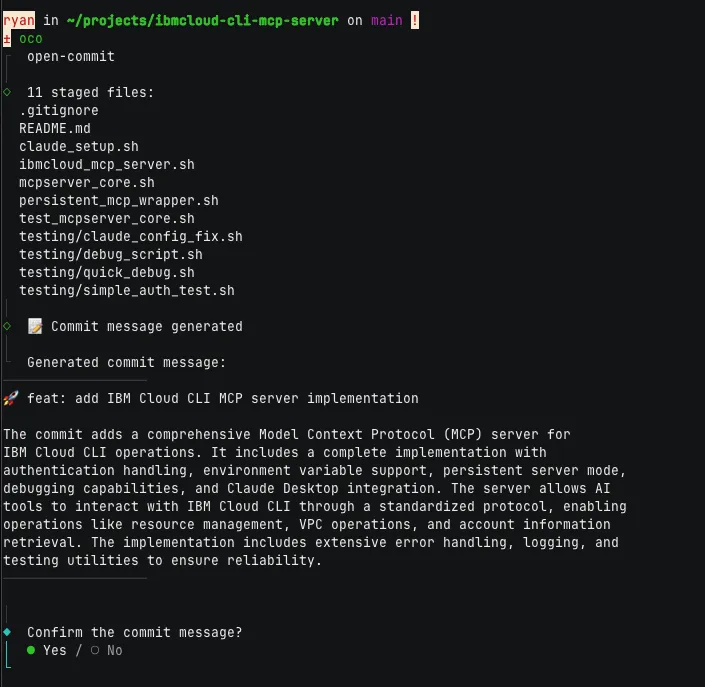 oco commit message example
