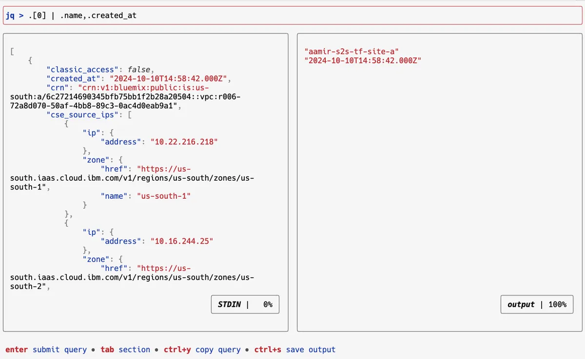 Filtering VPCs with jqp