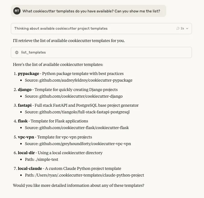 Listing available templates