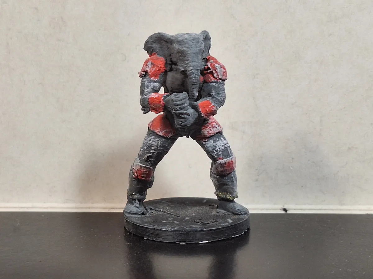 A miniature of a an Elephant guy in armor