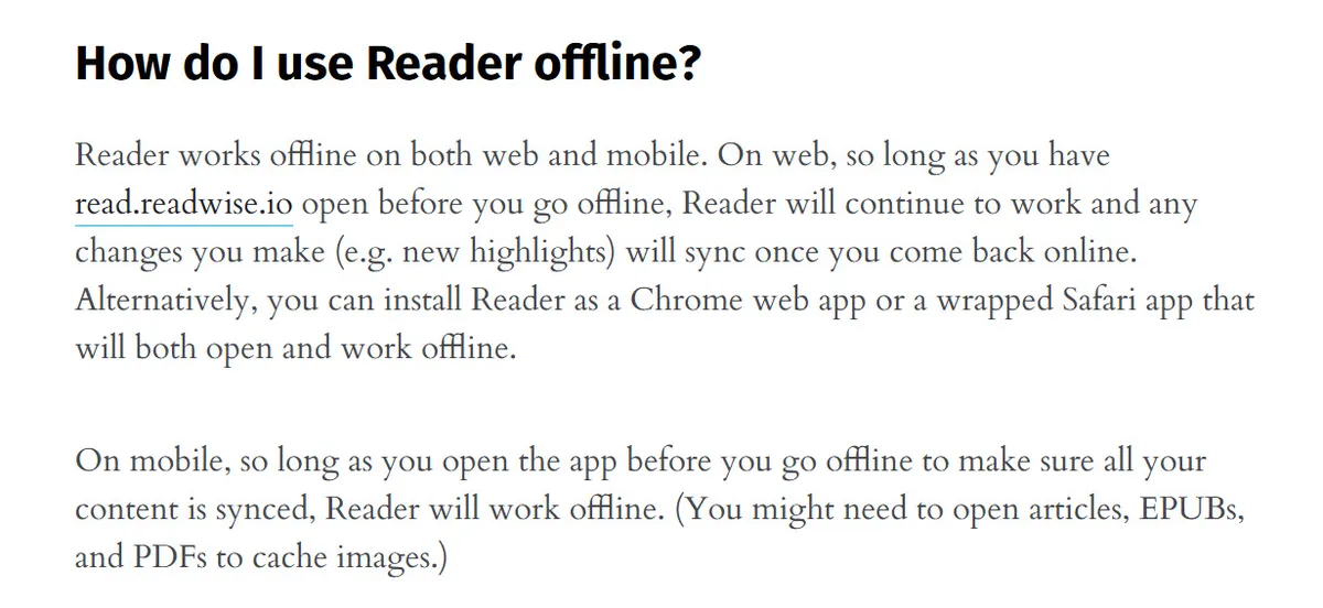 Readwise reader offline support