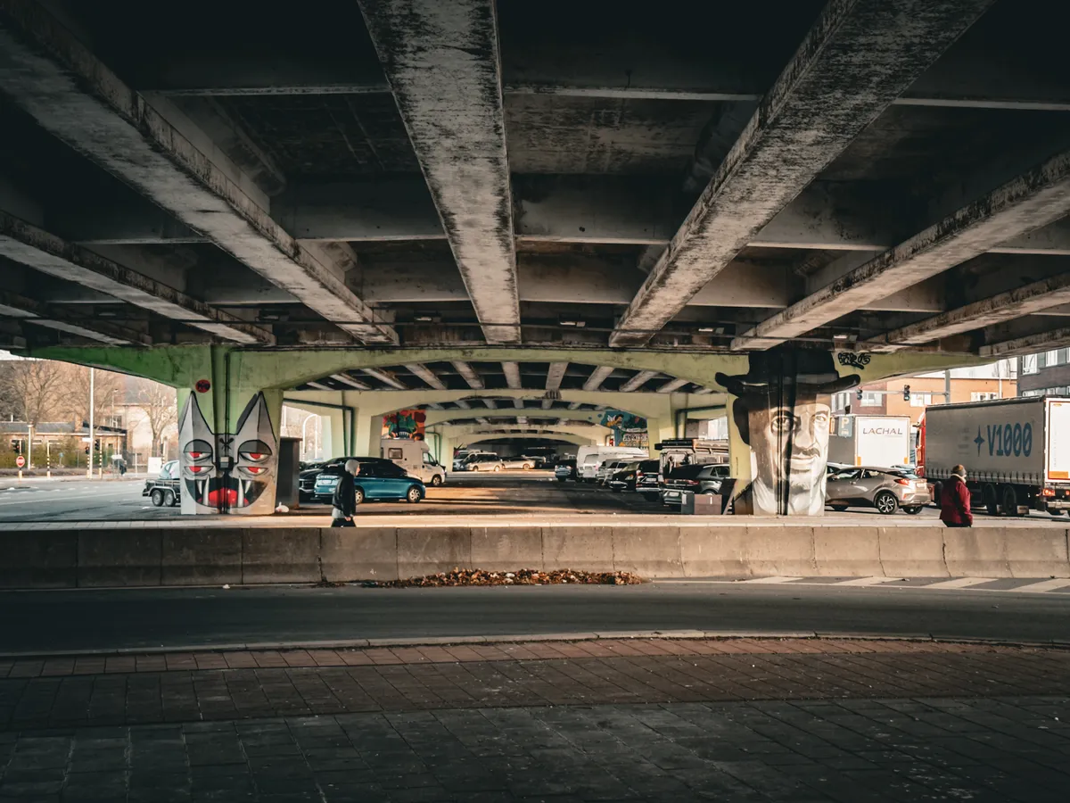 A passage under the highway