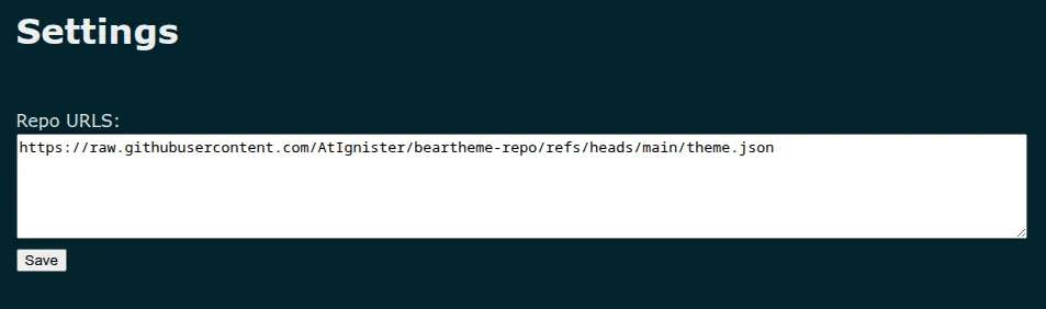 The text-field for entering repo urls