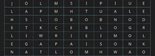a screenshot of a selection of dabi's word search