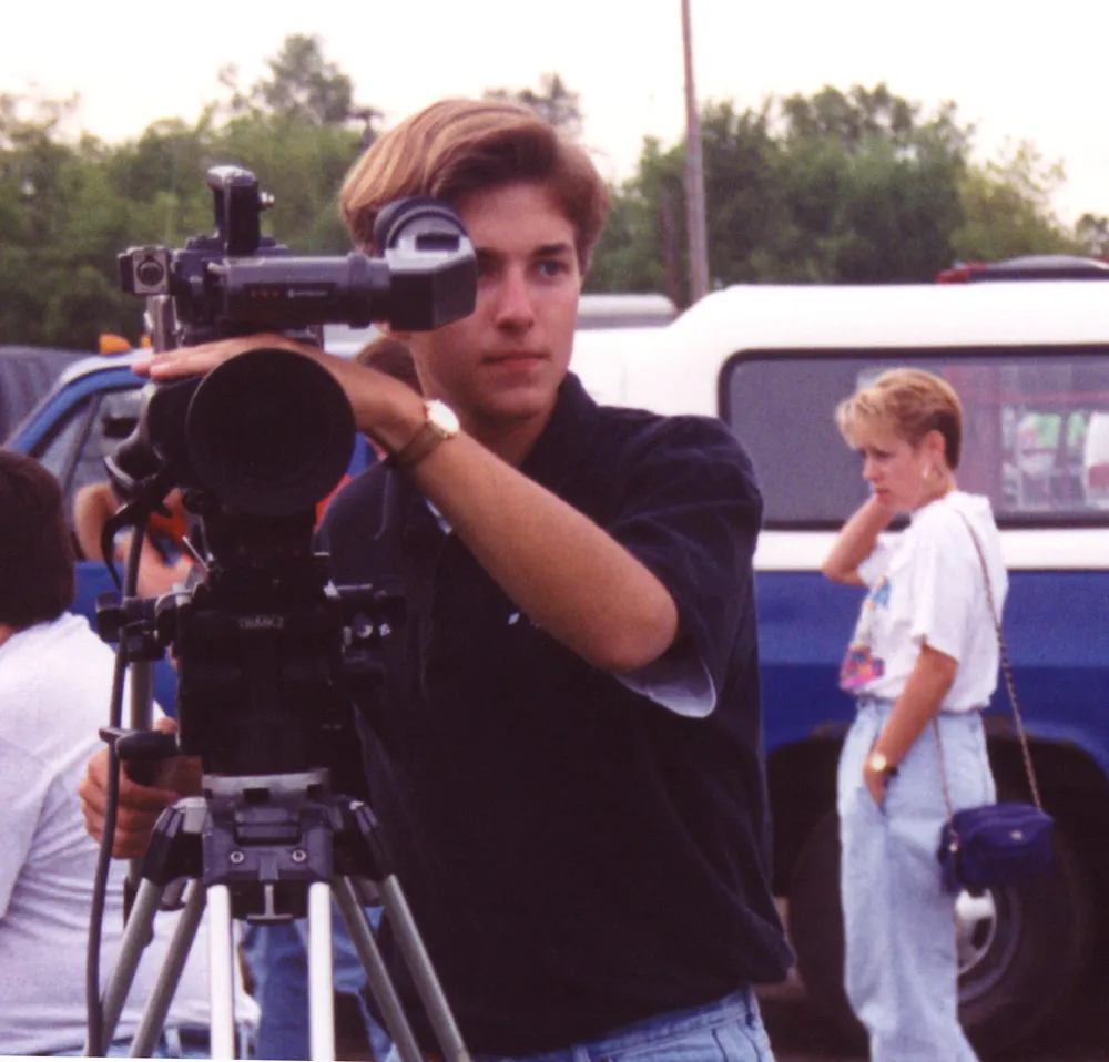 Young me working the camera for our show Track Record