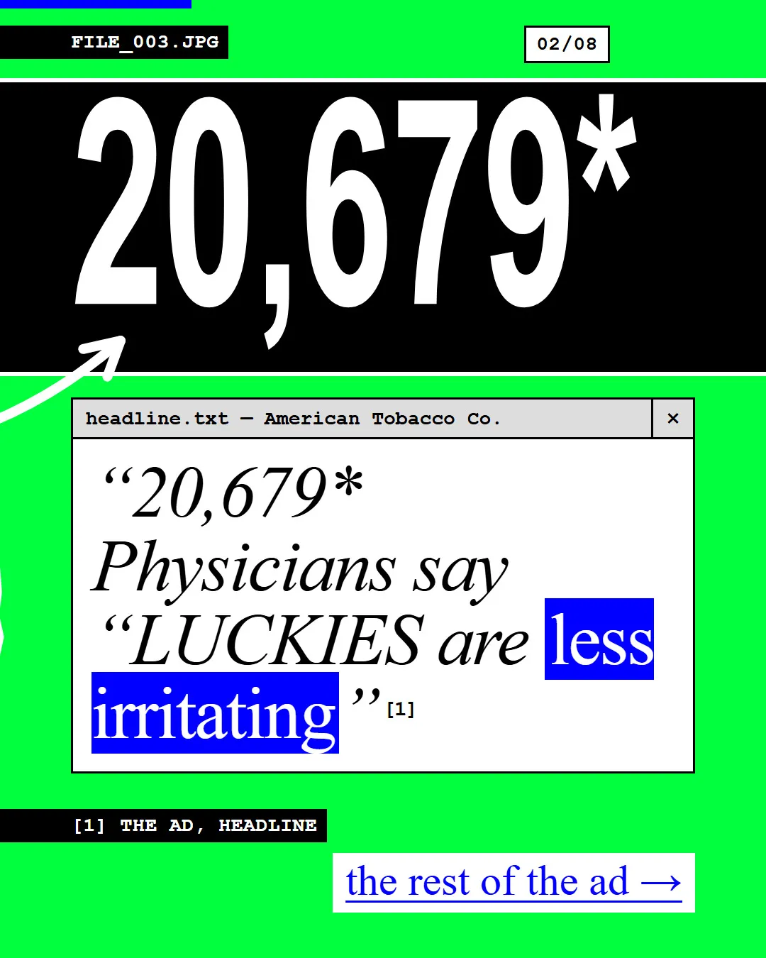 Twenty thousand doctors. One asterisk. Read what it points to.: slide 2 of 8