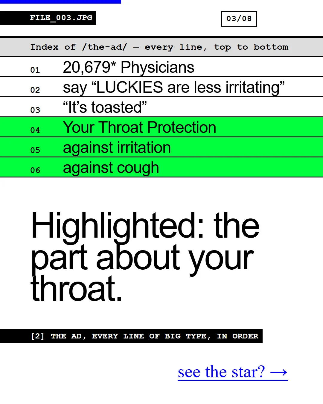 Twenty thousand doctors. One asterisk. Read what it points to.: slide 3 of 8