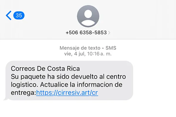 SMS Correos Costa Rica