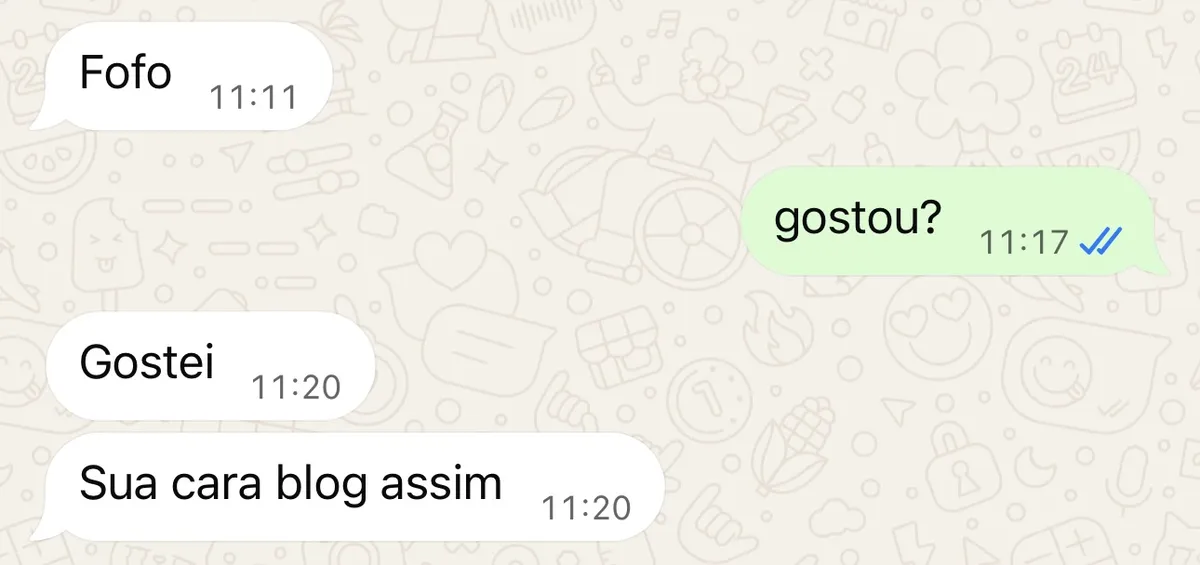 Print da mensagem que recebi do Zeh hoje de manhã